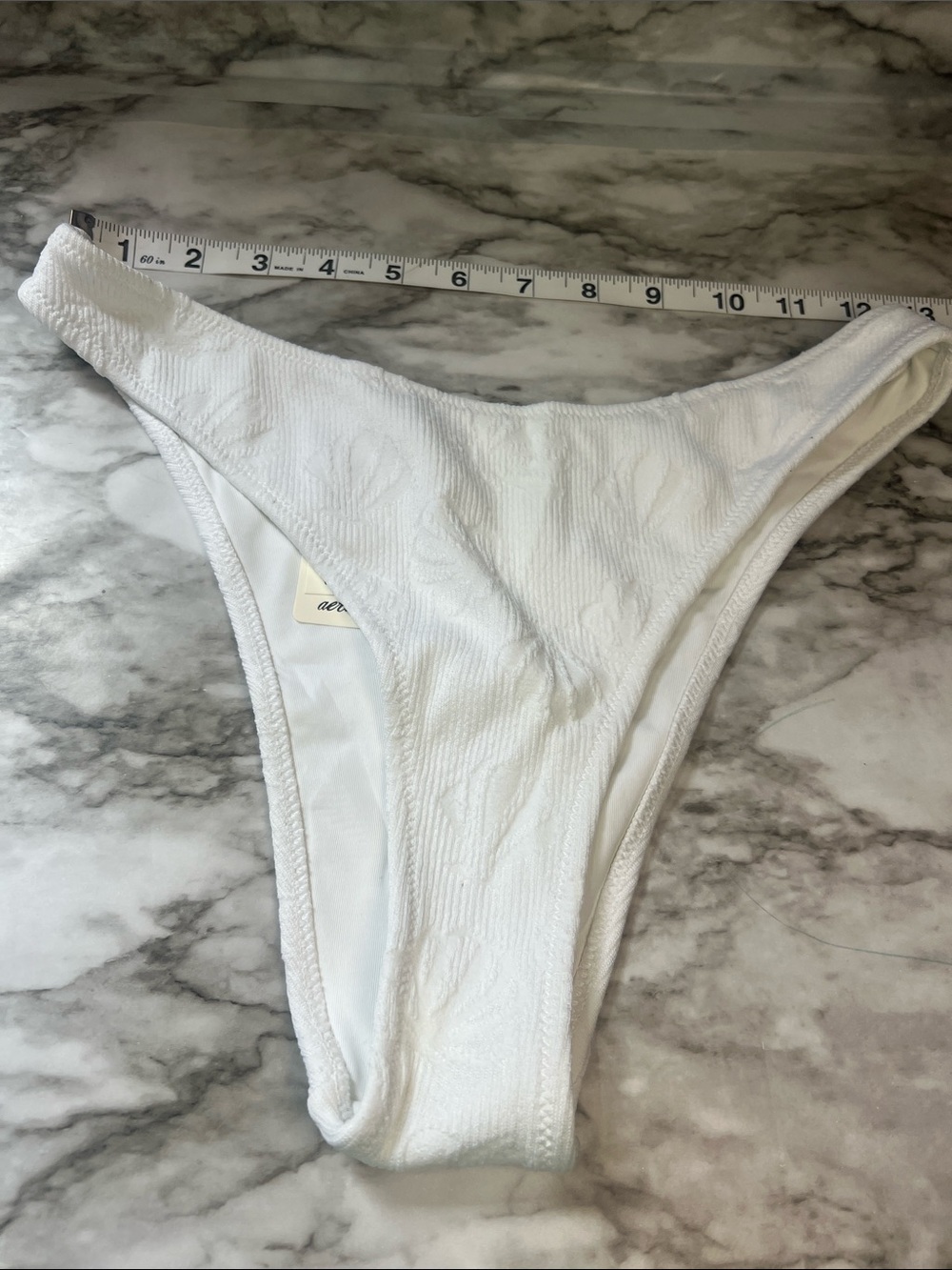 aerie White Textured hi cut  Cheeky Bikini Bottoms
